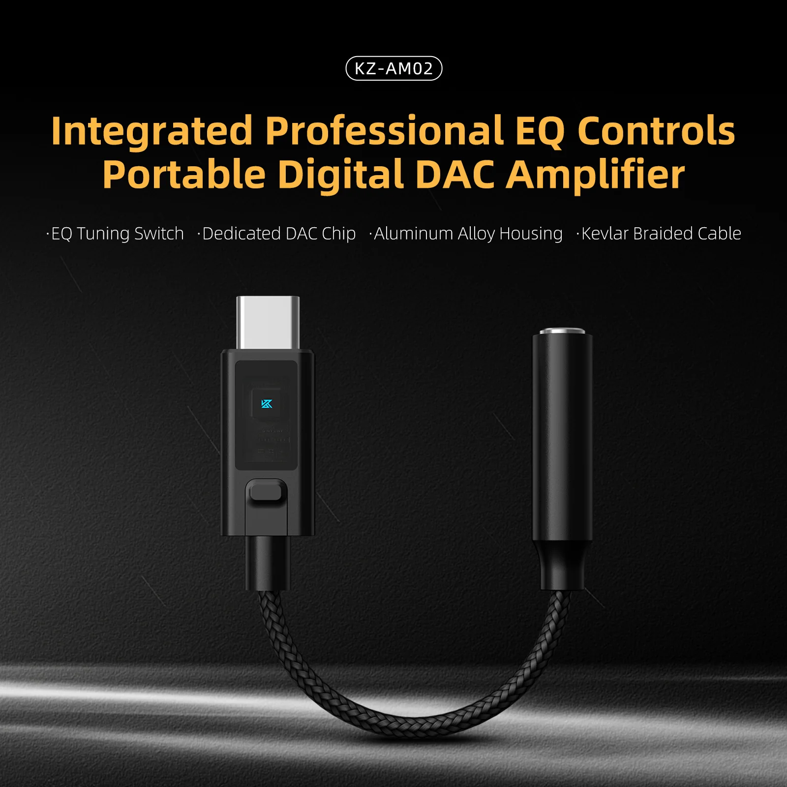 KZ AM02 Type-C Adapter 3.5 mm to Type-C with EQ adjustment High-definition decoding