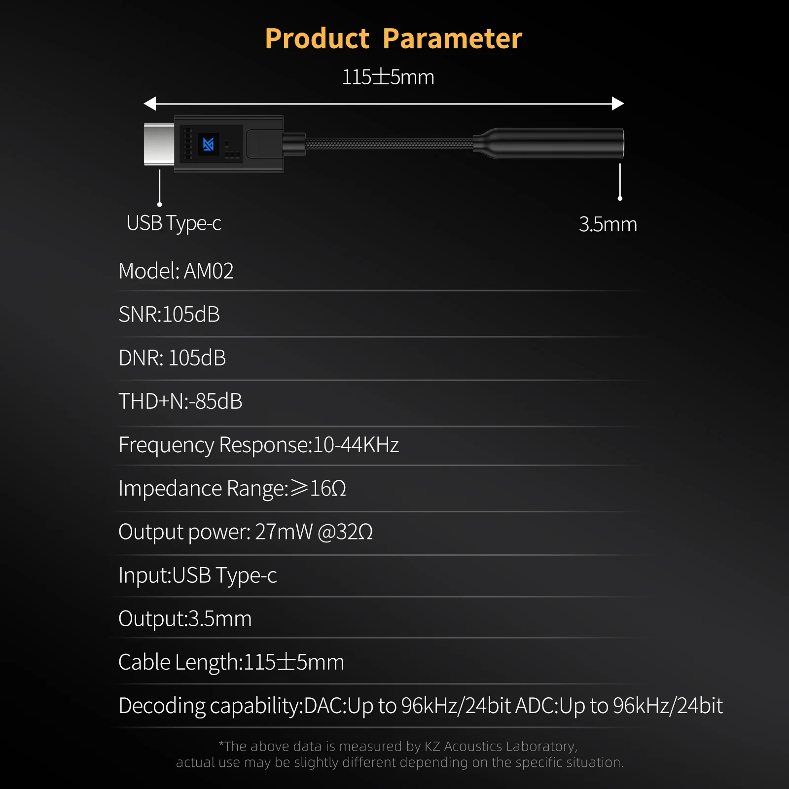 KZ AM02 Type-C Adapter 3.5 mm to Type-C with EQ adjustment High-definition decoding - Image 10