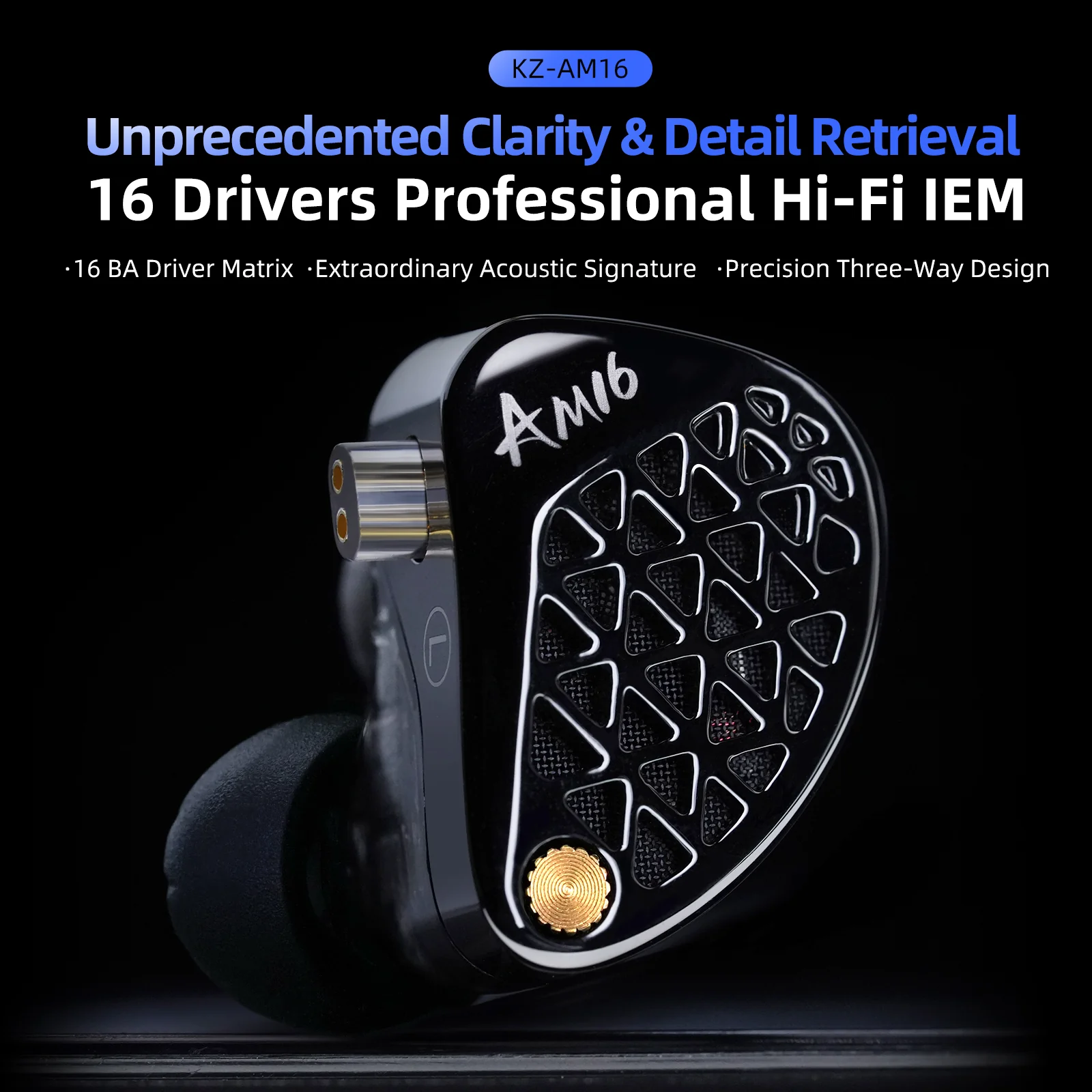 KZ AM16 16 Driver Hi-Fi IEM Earphones with Balanced and Bass-Enhanced version - Image 2